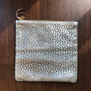 Claire V. Foldover Clutch Metallic Silver